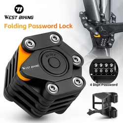 WEST BIKING Folding Password Lock Anti-Theft Bicycle Alloy Chain Lock Portable E-Bike Scooter Cycling Safety Lock Accessories