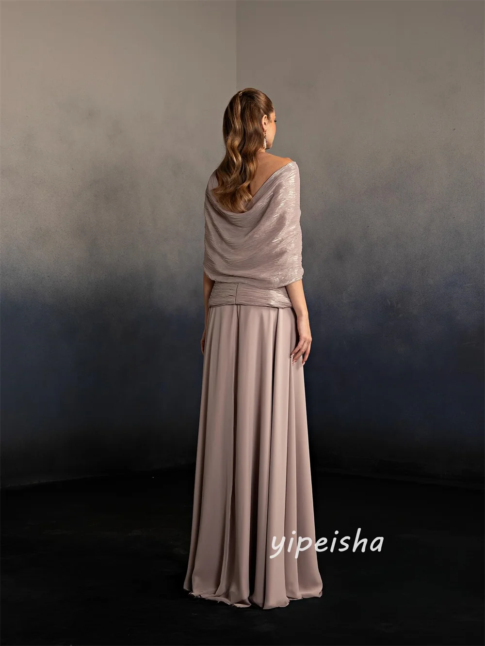 Customized Modern Style Exquisite Pleat Ruched Shawl A-line Strapless Long Dresses Evening Dresses Sizes Available High Quality image 4