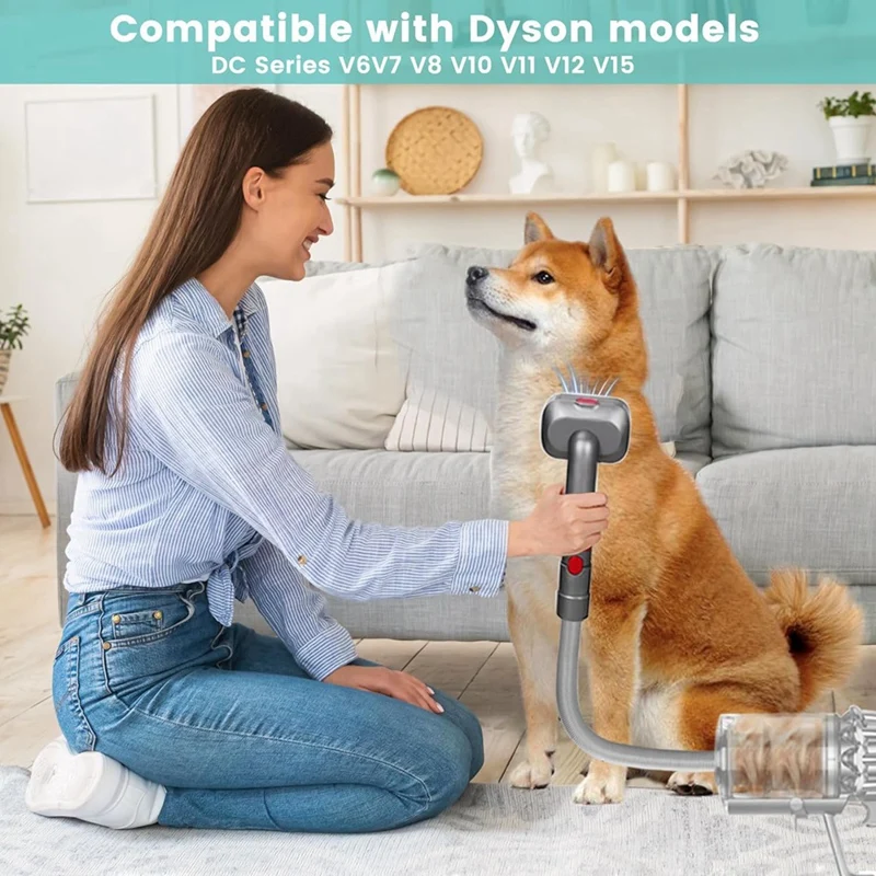 Dog Grooming Brush Attachment Kit For Dyson V7, V8, V10, V11, V12, V15 Pet Hair Management;