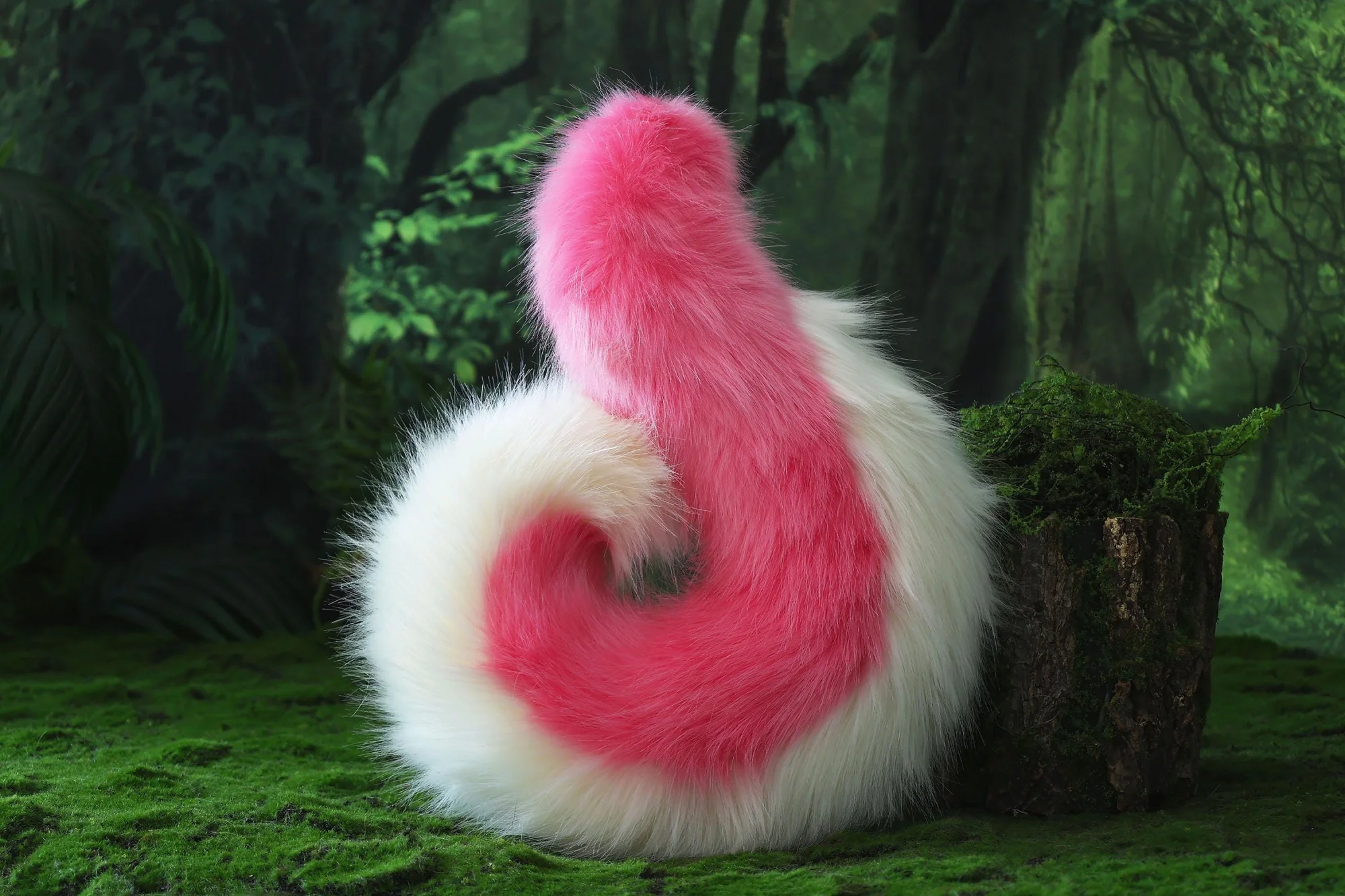 Pink white sheepdog ears and tail set, dog cosplay costume, animal ear headband, faux fur tail, Halloween accessories 4
