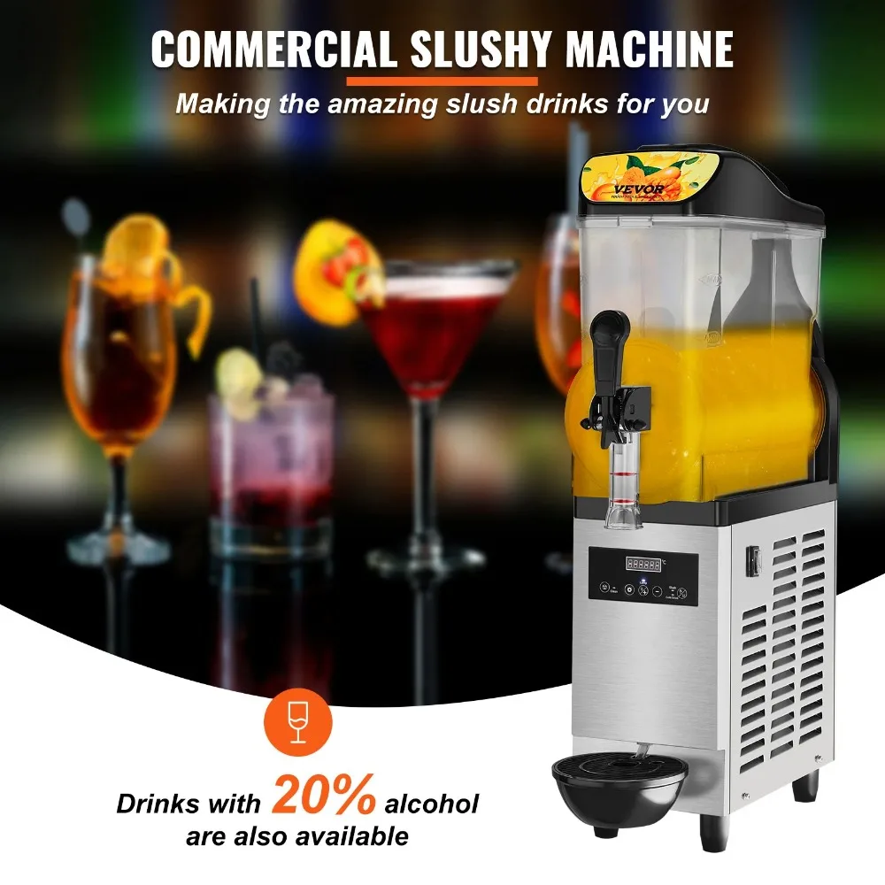 VEVOR 12L Commercial Slush Granita Machine Slushies maker Juicer Beverage Margarita Smoothie Frozen Drink Vending Machine