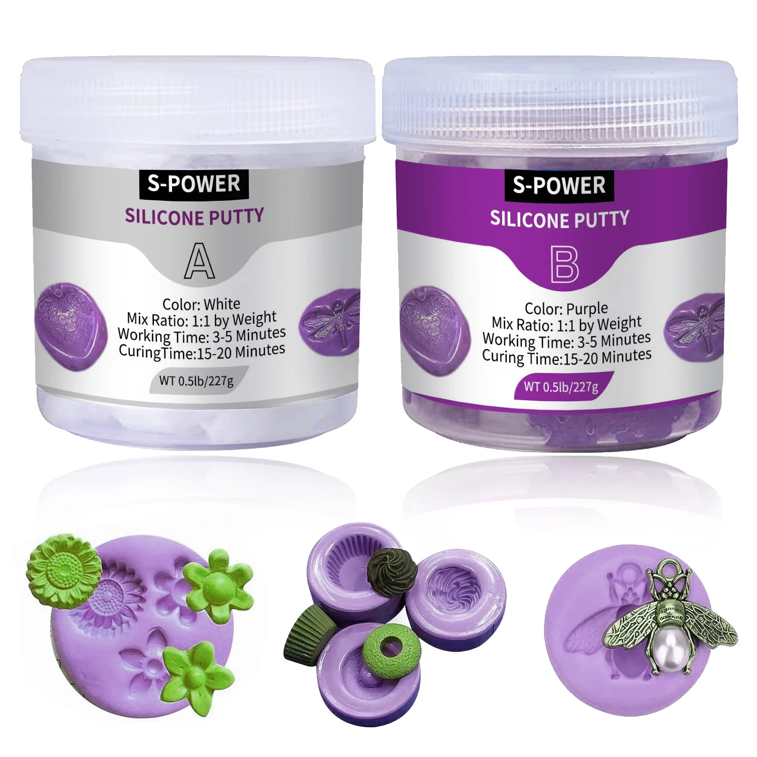 

Silicone Putty, Mold Making Kit, Non-Toxic, Strong & Flexible, Easy 1:1 Mixing Ratio for Reusable Silicone Molds, Resin