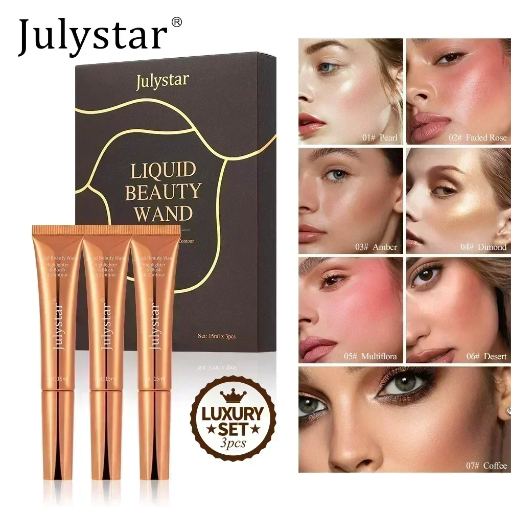 julystar-3-個の液体輪郭ハイライトセットライトナチュラルテクスチャ保湿多機能ブラッシュプロフェッショナル化粧品-15-グラム-3