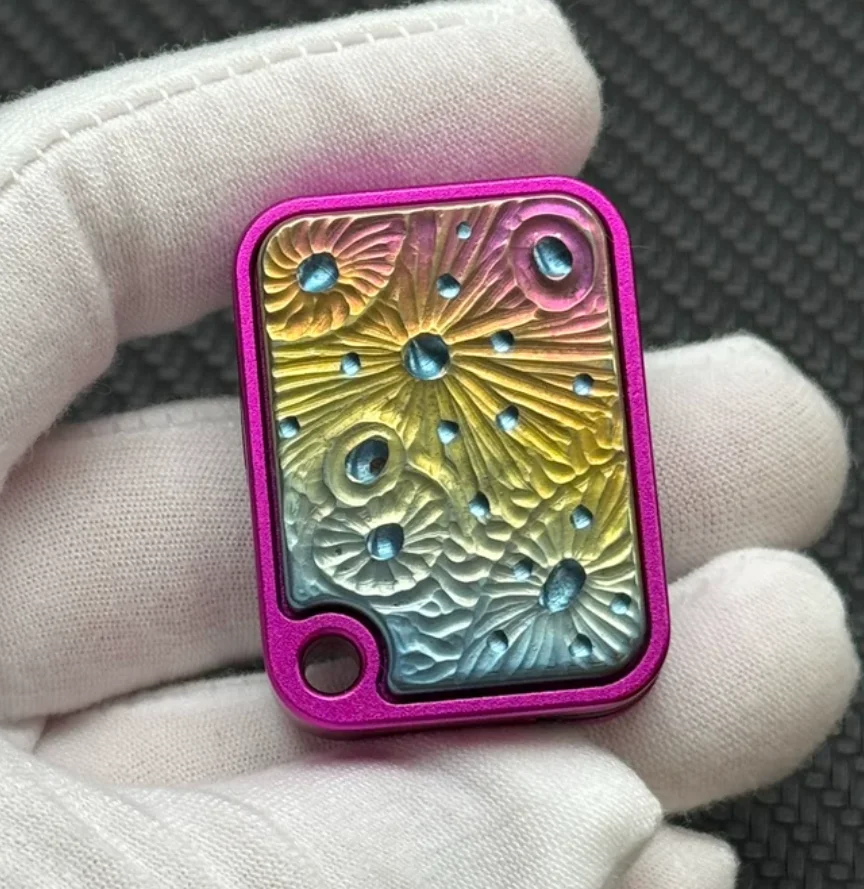 Used EDC BPM price sign aluminum+titanium rainbow carving Stress Relief Toy Pocket Toy Fidget Slider Decompression Toy