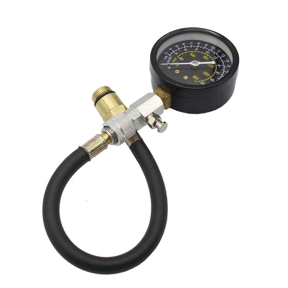 Engine Compression Diagnostic Kit with 0-300 PSI Gauge for Identifying Low Compression Causes Including Valve or Piston Issues