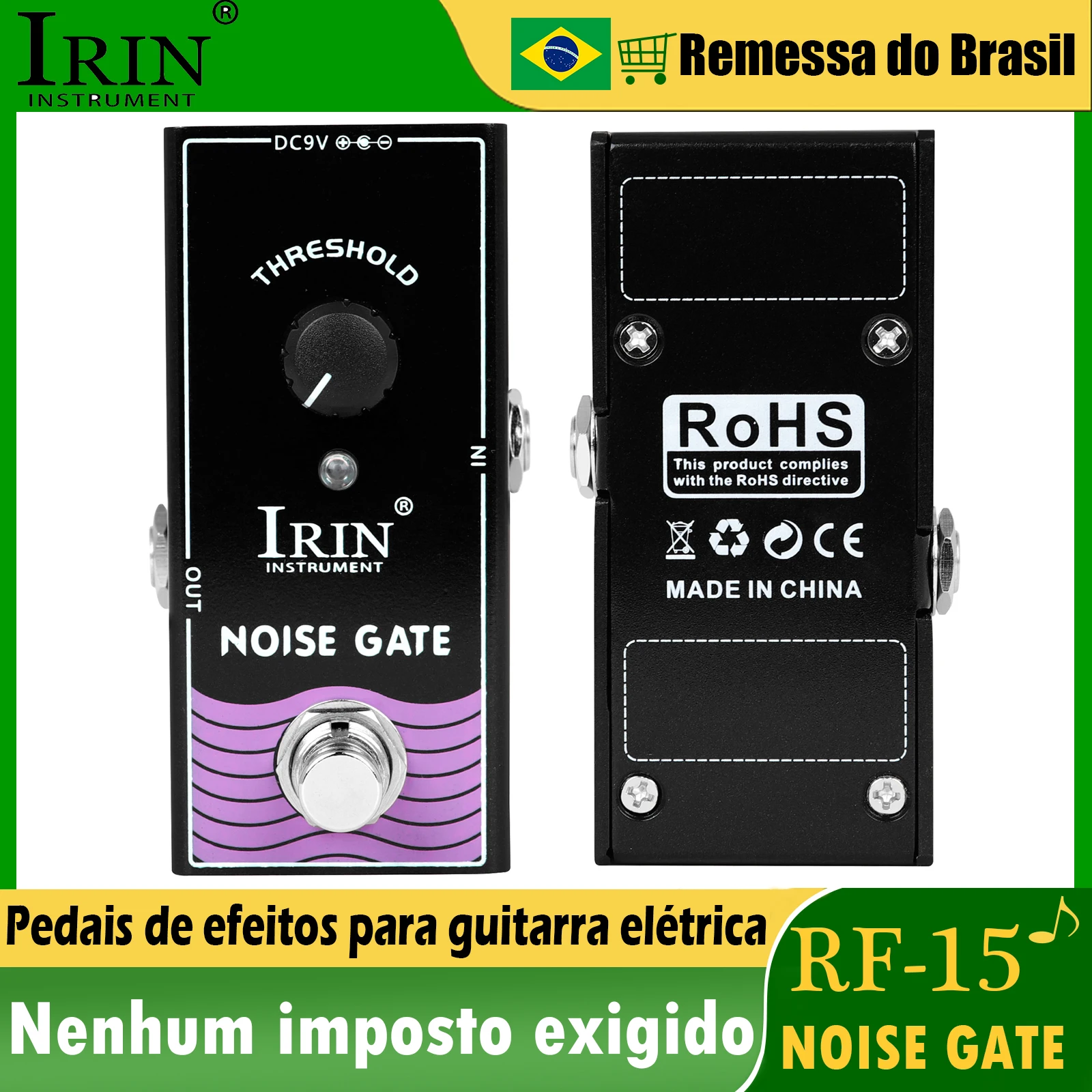 

IRIN RF-15 Electric Guitar Effect Pedal Noise Gate Adjustable Threshold Noise Gate Effect True Bypass Pedal Guitar Accessories