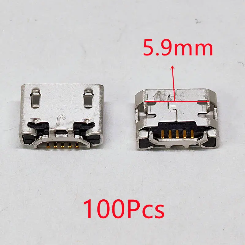 100pcs Micro USB mini Connector 5pin 5.9mm 6.4mm 7.2mm short needle 5P DIP2 Data port Charging port for Mobile Phone end plug