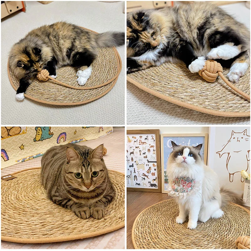 Tapis à gratter en rotin pour chat, planche à gratter pour aiguiser les ongles, grattoir pour arbre à chat, poteau à gratter pour canapé, tapis de protection de meubles