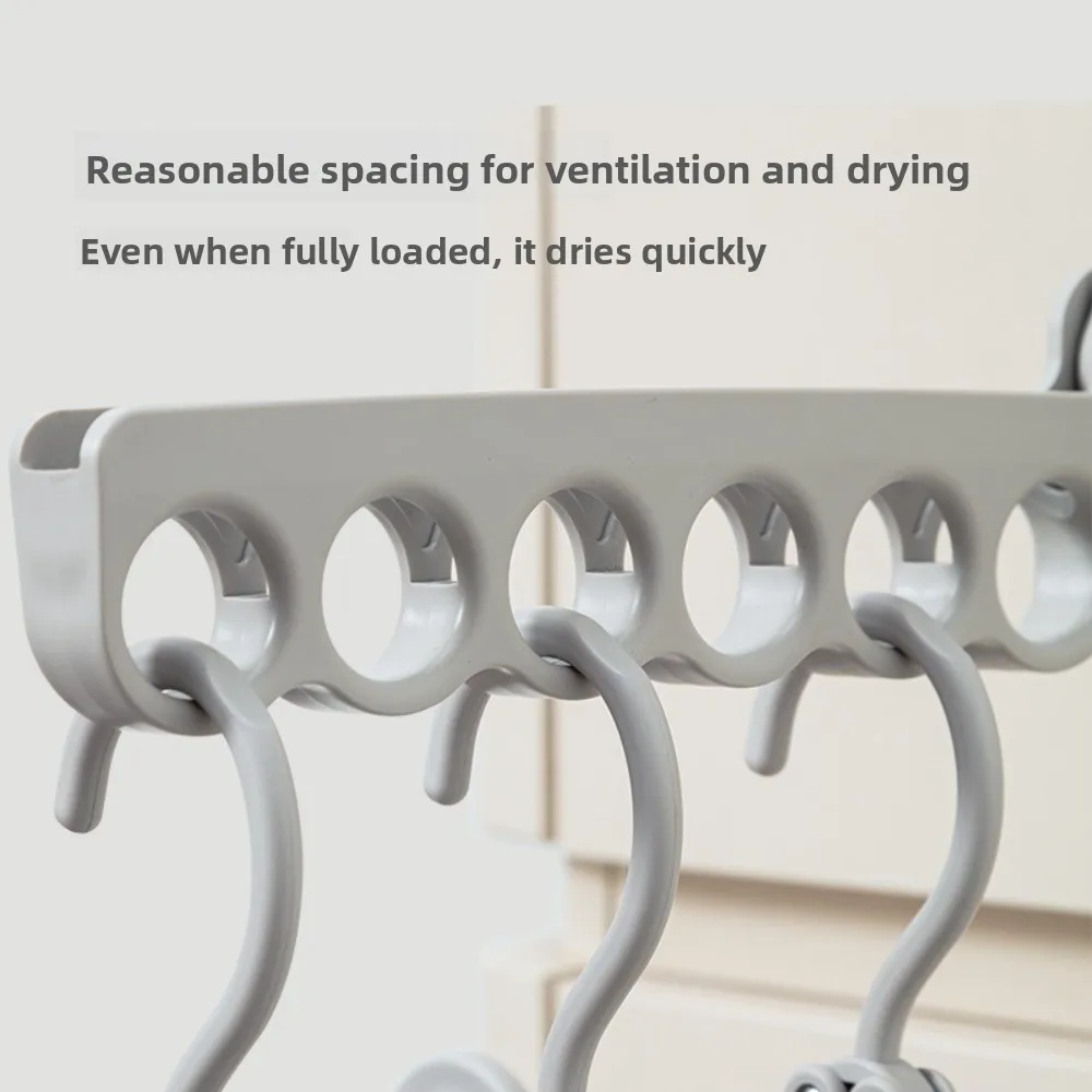 New 6 Hole Clothes Hanger Foldable Space Saving Clothes Hanging Rack Lightweight Plastic Jacket Drying Rack for Outdoor Travel