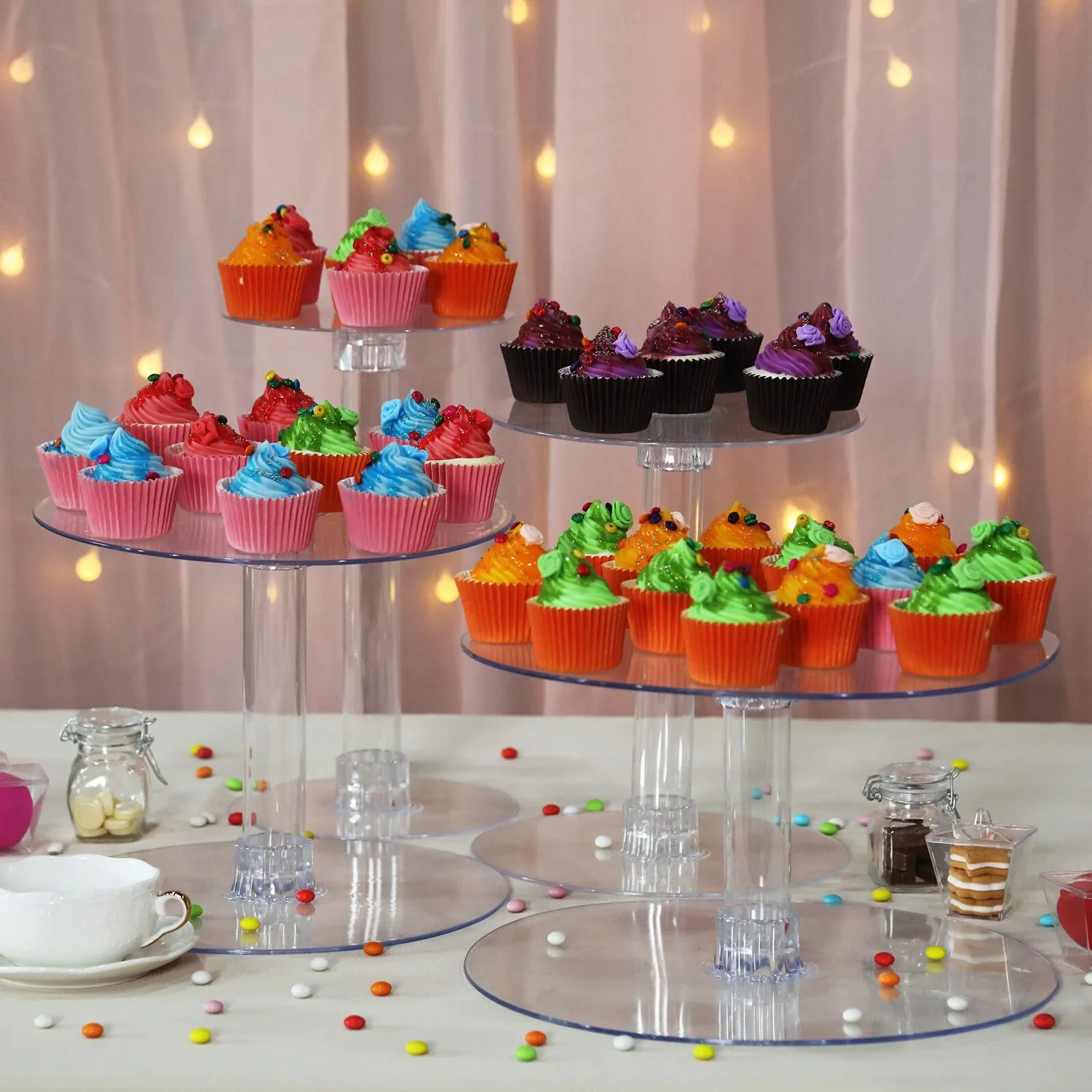 US CAKE STAND 4/5 Tiers XL Clear Cupcakes Wedding Birthday Party Catering WHOLESALE