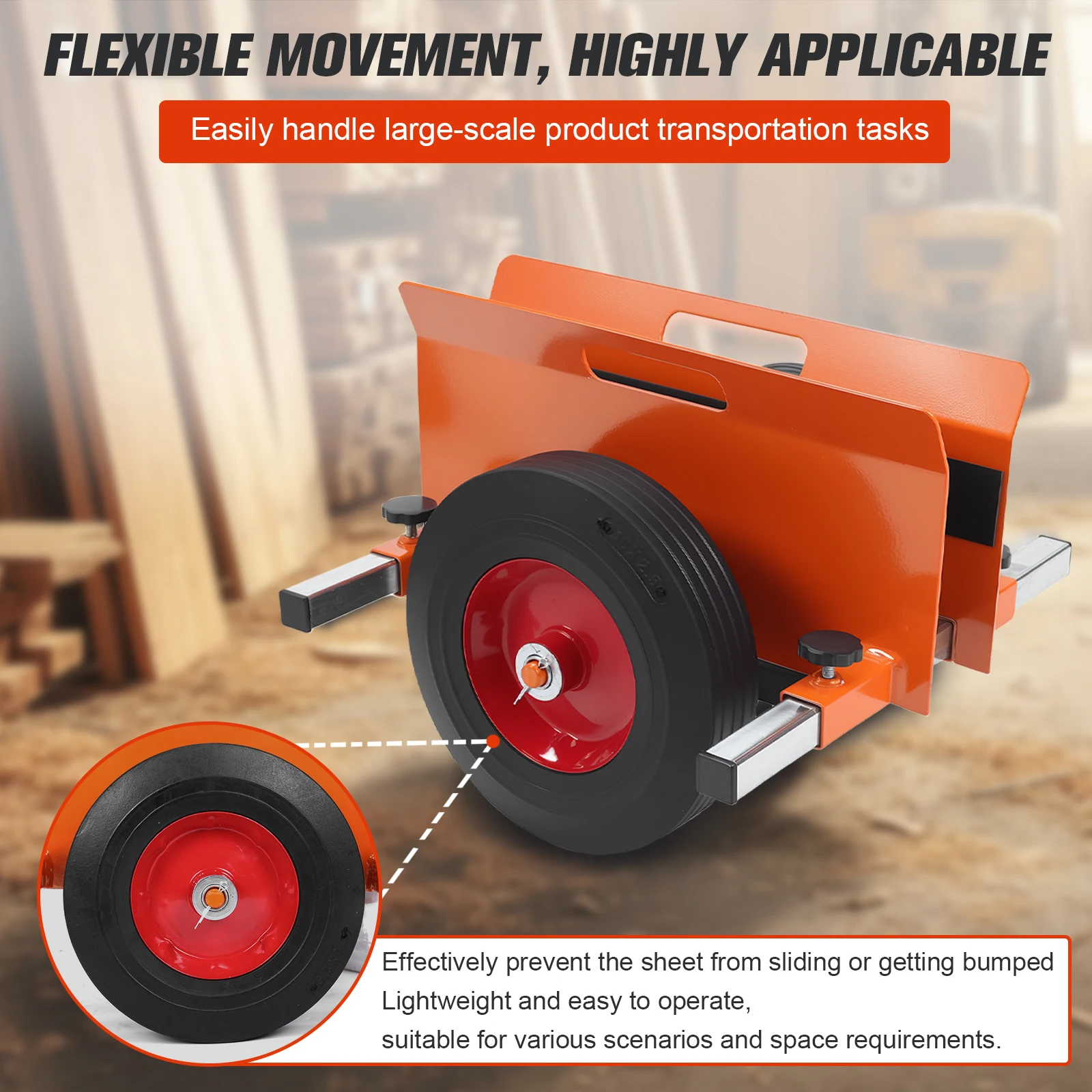 

Panel Dolly with Solid Rubber Wheels Door Dolly Panel Mover 1100LBS Capacity with Handle for Wood Plywood Door Fence Sheetrock