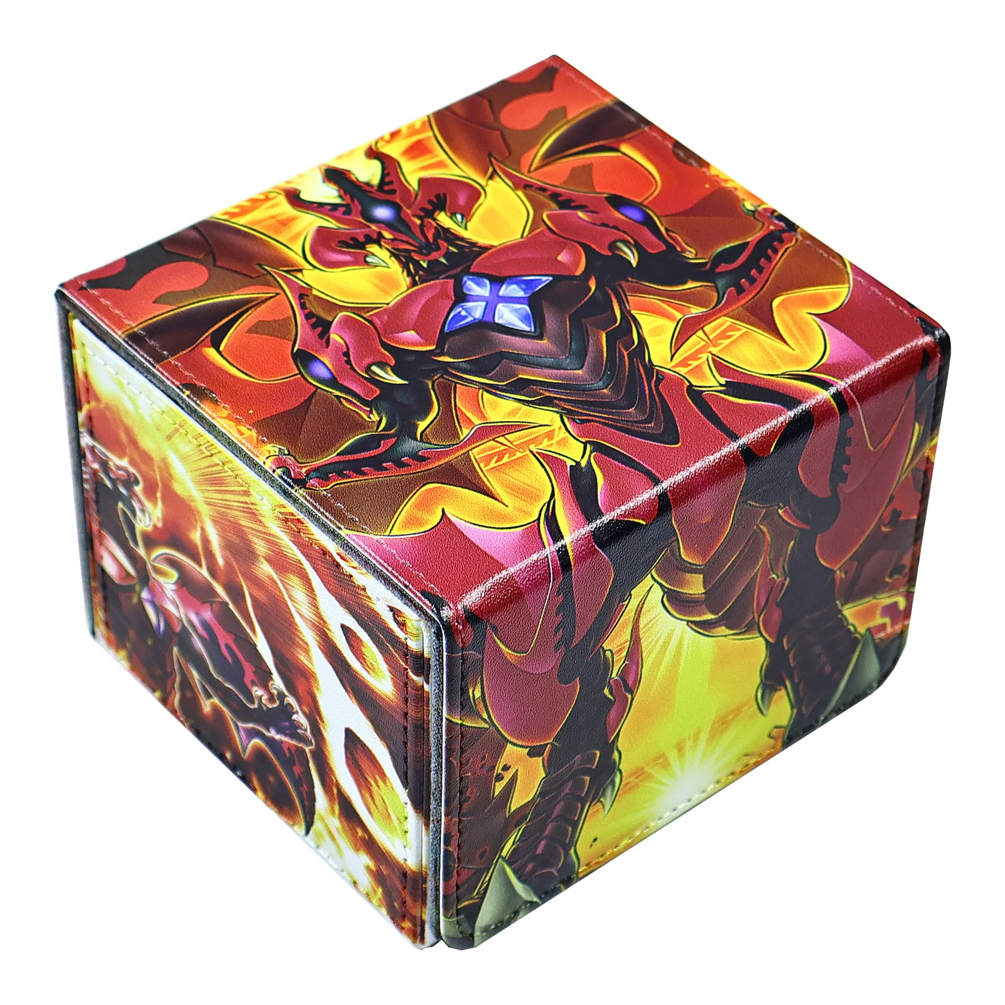 ديي يو غي أوه! صندوق تخزين بطاقات Red Dragon Archfiend Ygo Red Supernova Dragon Leather Collection Card Protection Box دمى هدايا