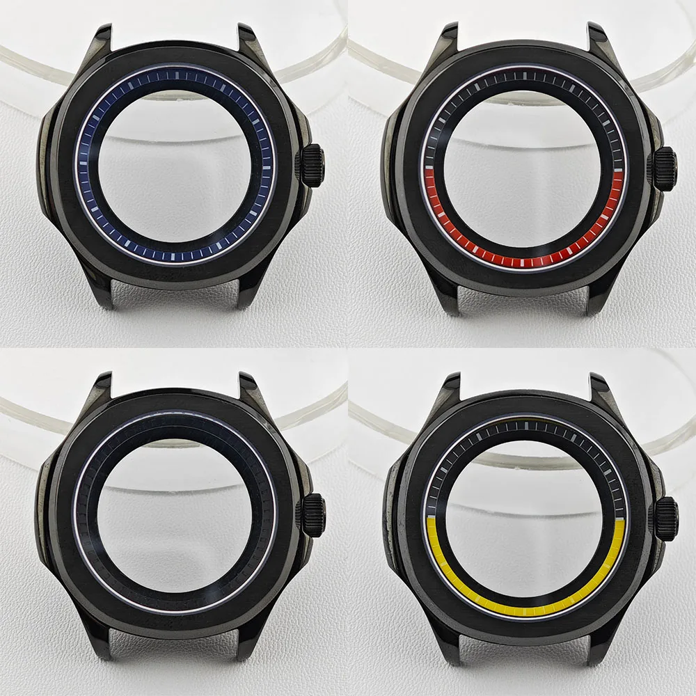 

NH35 Watch Case 39.5mm Stainless Steel Black Case Sapphire Glass Chapter Ring 28.5mm Dial Fit NH35 NH36 NH70 Movement 20mm Strap