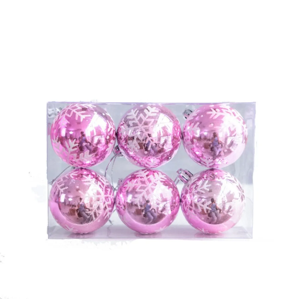 

6pcs Crafts Plastic Snowflakes Christmas Ball 6cm Bright Christmas Tree Pendant Creative Waterproof Hanging Ornament Home