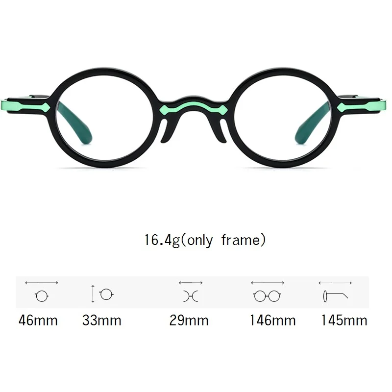 Cubojue Small Round Reading Glasses Men Women Acetate Eyeglasses Frame Male Anti Blue Spectacles for Prescription +250 200 +600