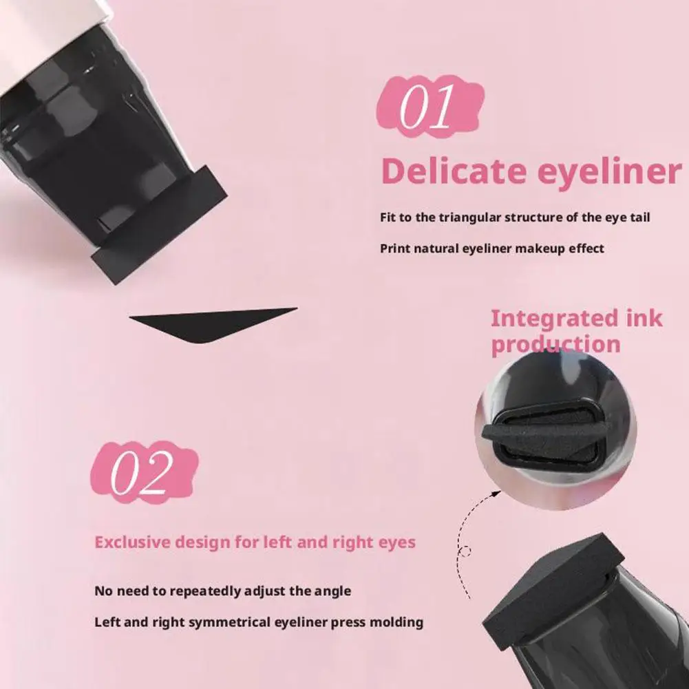 1/2 Stuks Zwart Bruin Geïntegreerde Eyeliner Stempel Pen Langdurige Vlekvrije Make-up Sneldrogende Geïntegreerde Eyeliner Stempel
