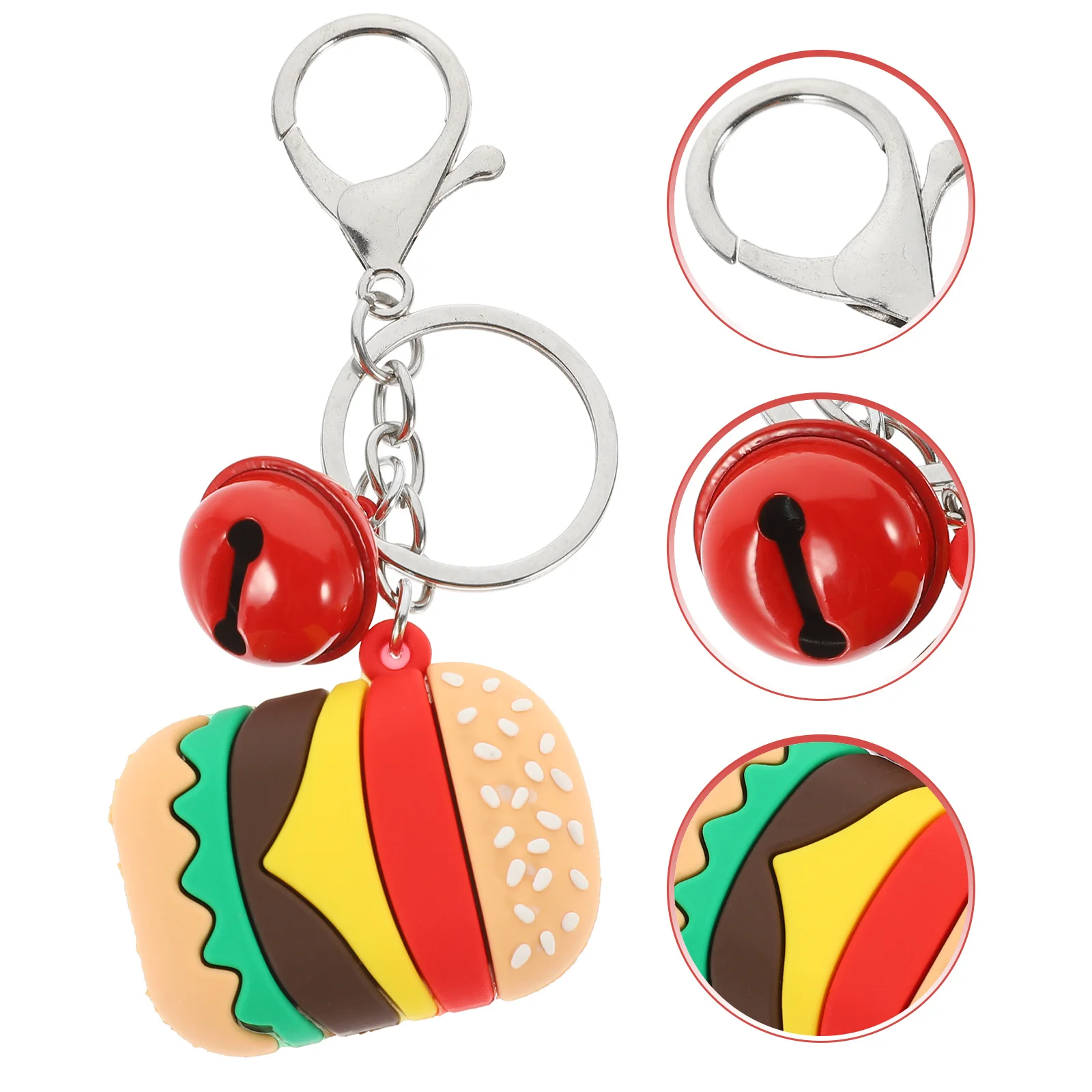 

4pcs Burger Keychain Realistic Food Simulation Cute Cartoon Hamburger Pendant Portable Bag Decor Charm For Backpack Key Ring Pvc