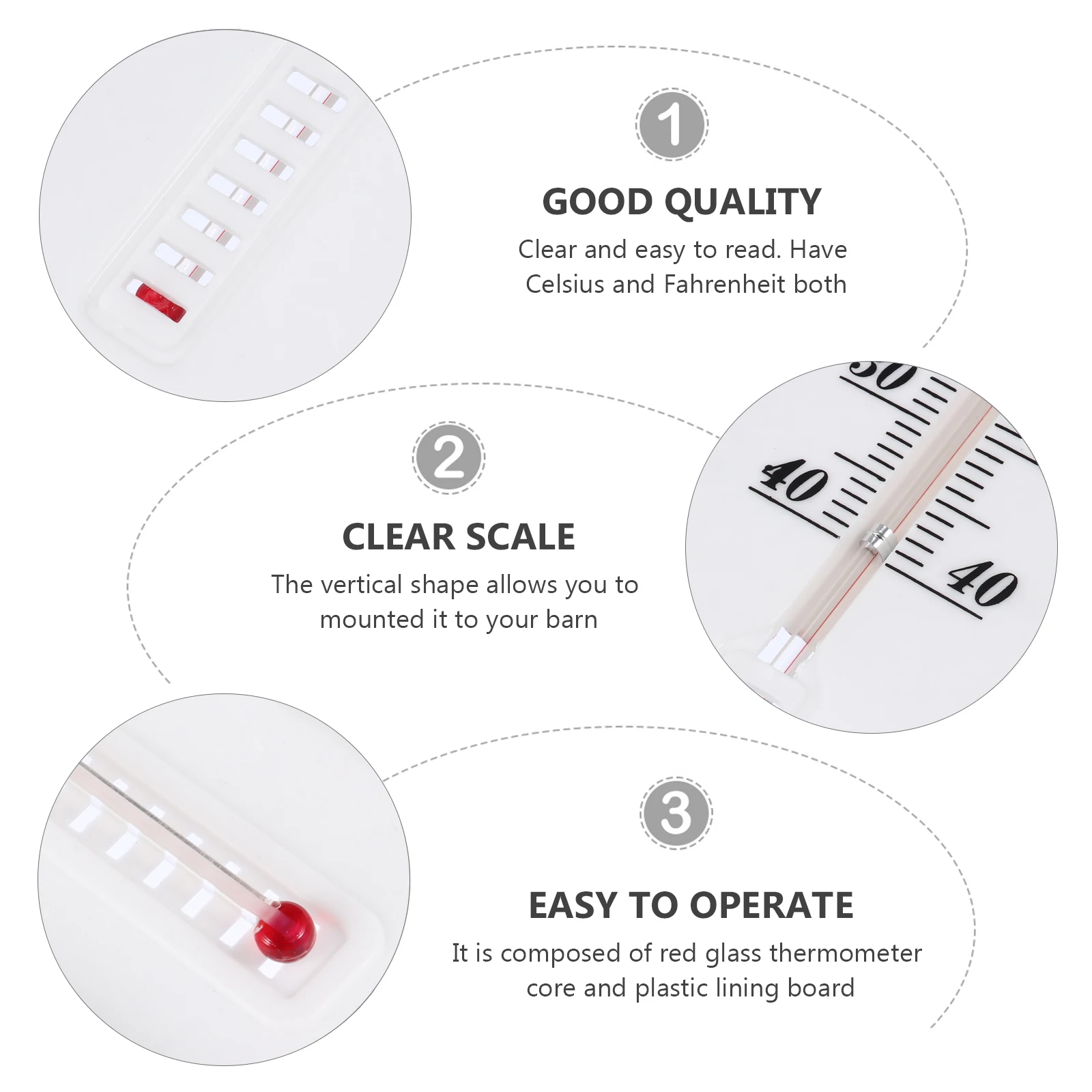 

4pcs Red Glass Dual-Scale Teaching Thermometers Plastic Panel Measuring Tools For Home Garden Greenhouse Basement