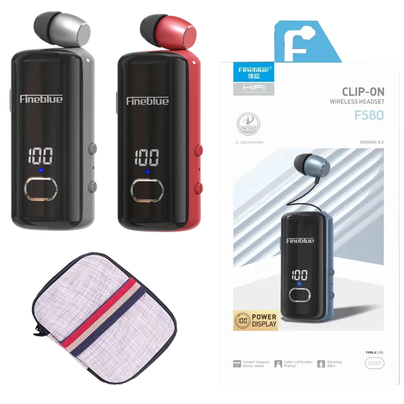 FineBlue หูฟังไร้สายแบบพกพา5.3บลูทูธหูฟังพับเก็บได้ F580แบบสั่นสำหรับการโทรและเตือนการสั่นสะเทือนหูฟังวิ่งเล่นกีฬา F520 F920