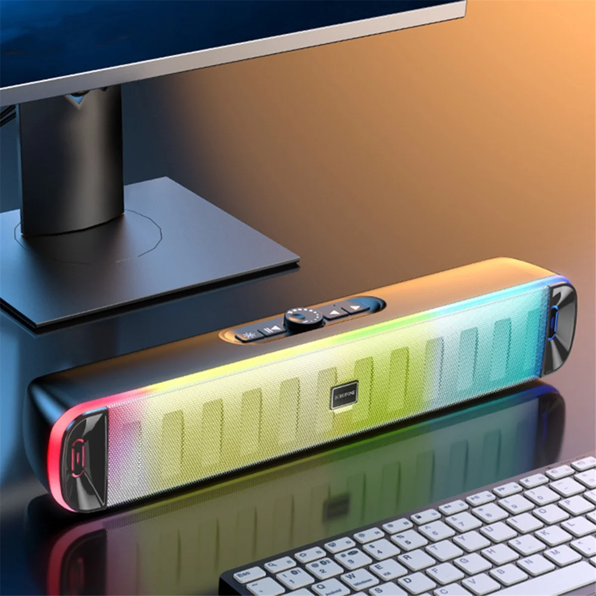 AAAE Desktop Wireless Bluetooth Speaker FM USB Card Game Speakers for Laptop Mobile Phone Home PC Sound Bar