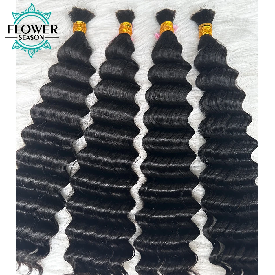 Bulk Human Hair for Braiding #4 #30 Color Blonde Human Hair Bulk No Weft Braids Hair Extensions for Women 1/3/4pcs /lot