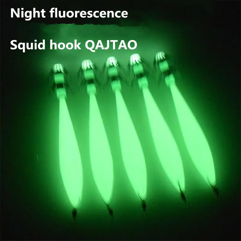 5 Sets Leuchtende Fluoreszierende Tintenfischhaken, Angelhaken, Köderhaken, Tintenfischhaken, Lockköder, Angelzubehör – Detail 1