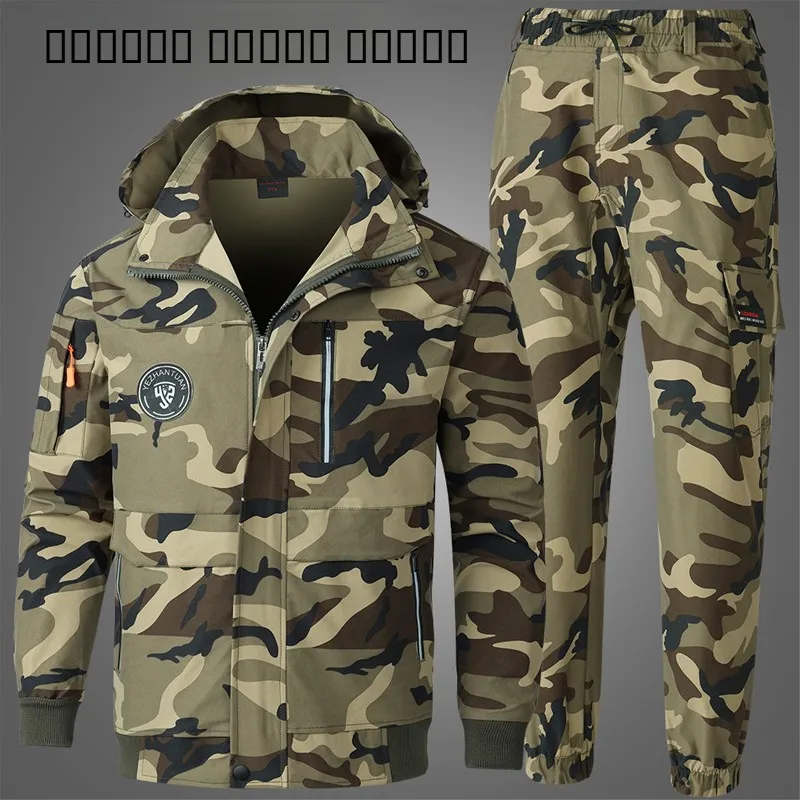 Conjunto de Roupas de Trabalho Masculinas em Camuflagem, Casual, Respirável, de Algodão Elástico, Roupas de Trabalho Duráveis e Resistentes à Sujeira, Coleção Primavera-Outono