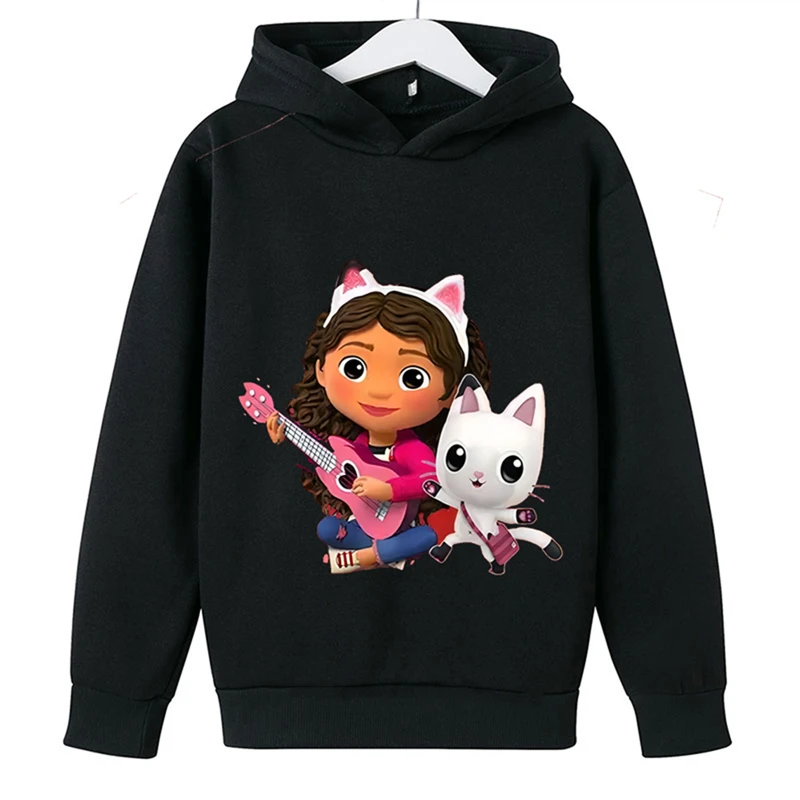 

Children's Hoodie Boys' Girls' Print Coat Toddler Top Long Sleeve Child Black Sweatshir Gabbys Dollhouse Spring Autumn Clothing