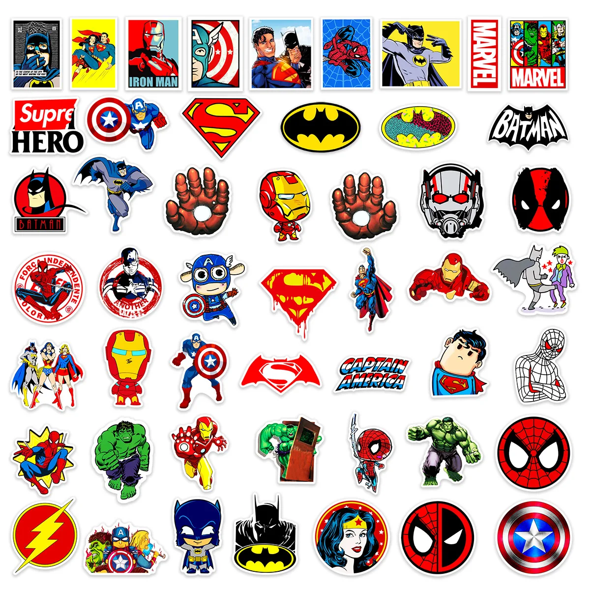 50Pcs Cute Marvel The Avengers Super Hero Stickers Aesthetic Motorcycle Phone Car Laptop Cartoon Sticker Decal Kids Toy