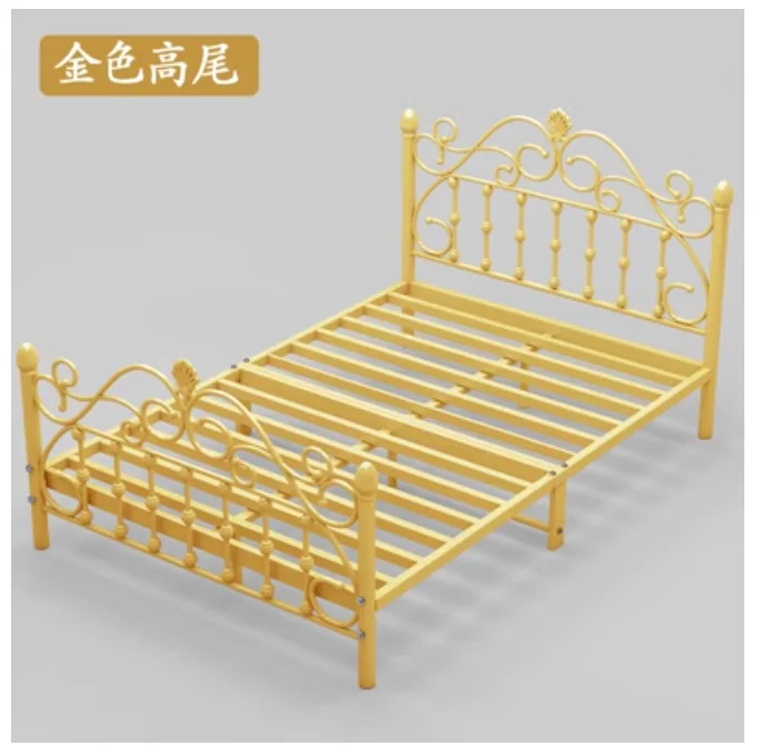 Wrought iron bed European Princess bed Children\'s modern simple net red double bed Iron bed 1.51.8 m single bed