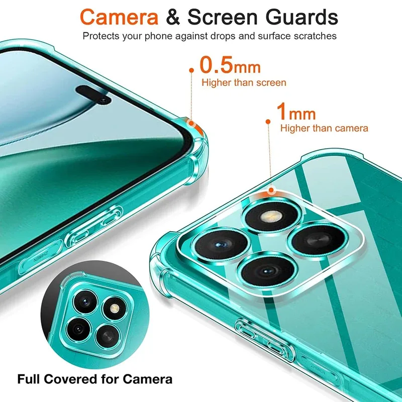 화웨이 아너 X9C X9B X9A X9 X8C X8B X8A X8 X7C X7B X7A X7 X6C X6용 얇은 투명 커버 슬림 쉘 실리콘 소프트 충격 방지 케이스