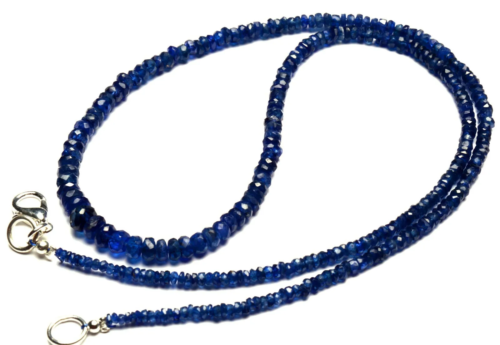 

Natural Gem Myanmar Sapphire Faceted 2.5-5MM Rondelle Beads Necklace 17"