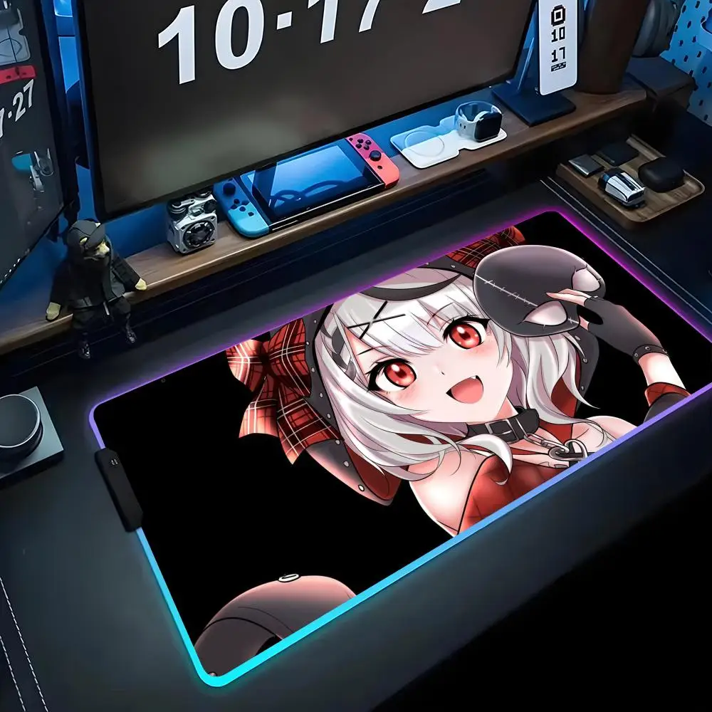 

Chloe sakamata Коврик для мыши RGB Игровой коврик для мыши Большой светодиодный коврик для ПК Настольный коврик Светящийся коврик для мыши Большие коврики для клавиатуры Настольный коврик с