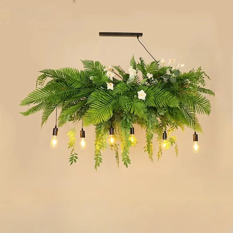 

American Style Creative Camping Style Green Plants Pendant Light Artistic Atmosphere Kitchen Island Booth Design Light Fixtures