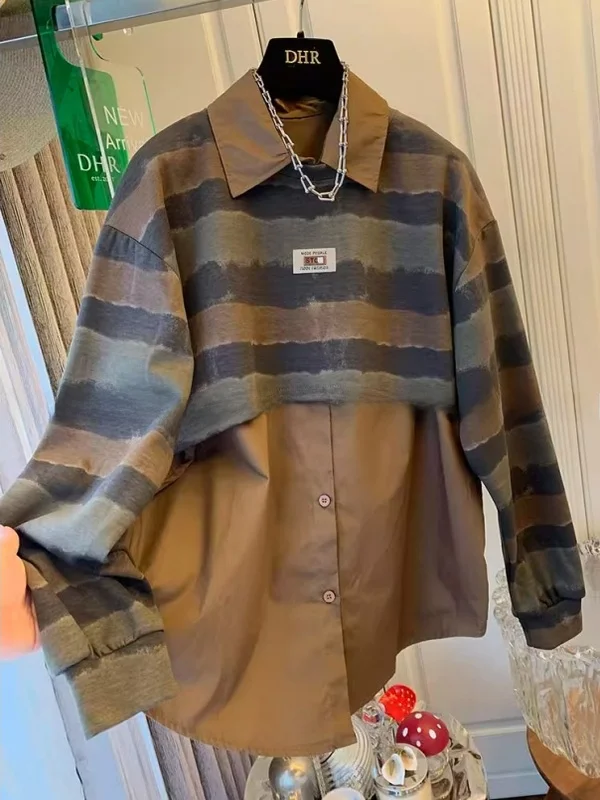 

Мужской комплект из двух предметов: рубашка в полоску с длинным рукавом в стиле ретро, свободного кроя, больших размеров (до 300 фунтов), дышащая, немнущаяся, комфортная, для весны и осени