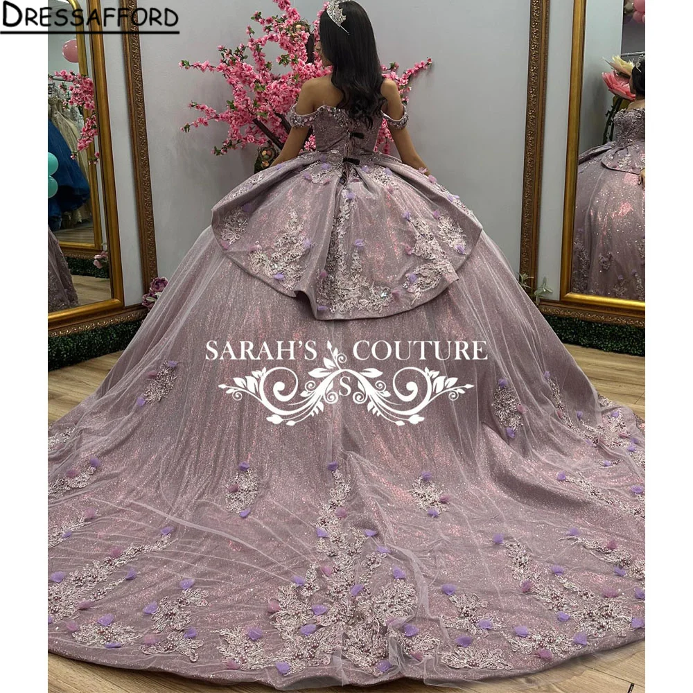 Shiny 3D Floral Appliques 2024 Quinceanera Dress Fairy Ball Gown Bride Robe Sweetheart Neck Bridal Dresses Vestidos De Novia