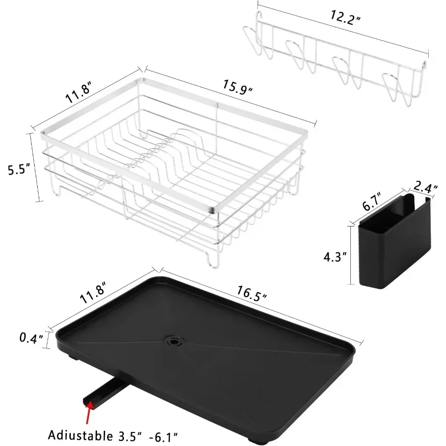 Сливная полка для посуды на столешнице, стойка для слива посуды из нержавеющей стали с полкой для столовых приборов, прочная, черная