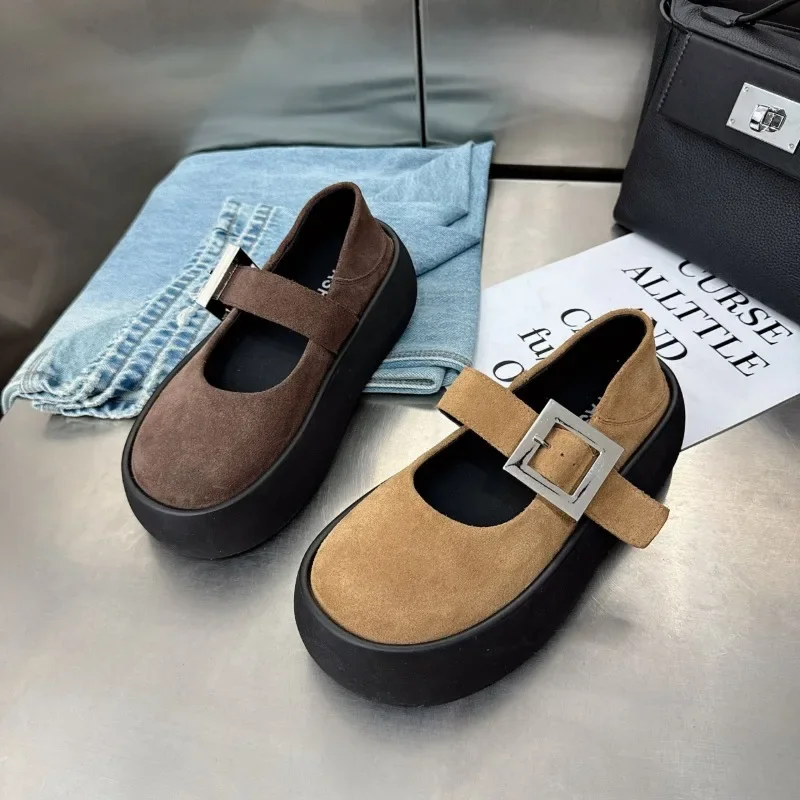 Women Suede Platform Flats Loafers Shoes 2024 Autumn Designer Fashion New Walking Casual Shoes Cozy Trend Dress Chaussures Femme