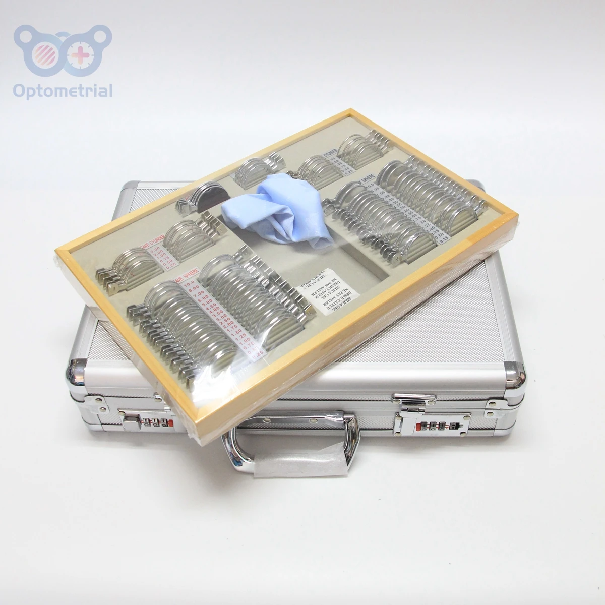 104Pcs Trial Lens Set Metal Rim 36mm Full Aperture MT104A1 Optical Optometry Kit Aluminium Case, No Trial Frame