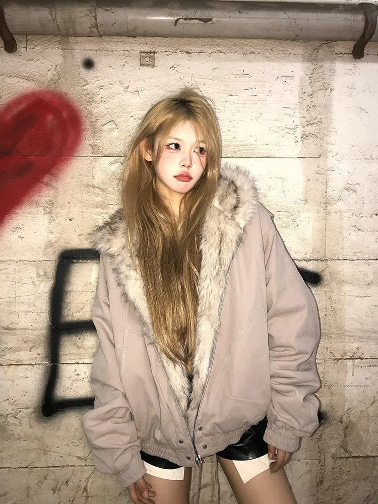 المرأة مقنعين سميكة الدافئة سترات قطنية الخريف الشتاء الكورية فضفاضة عادية عكسها سستة سترات معاطف الإناث #2