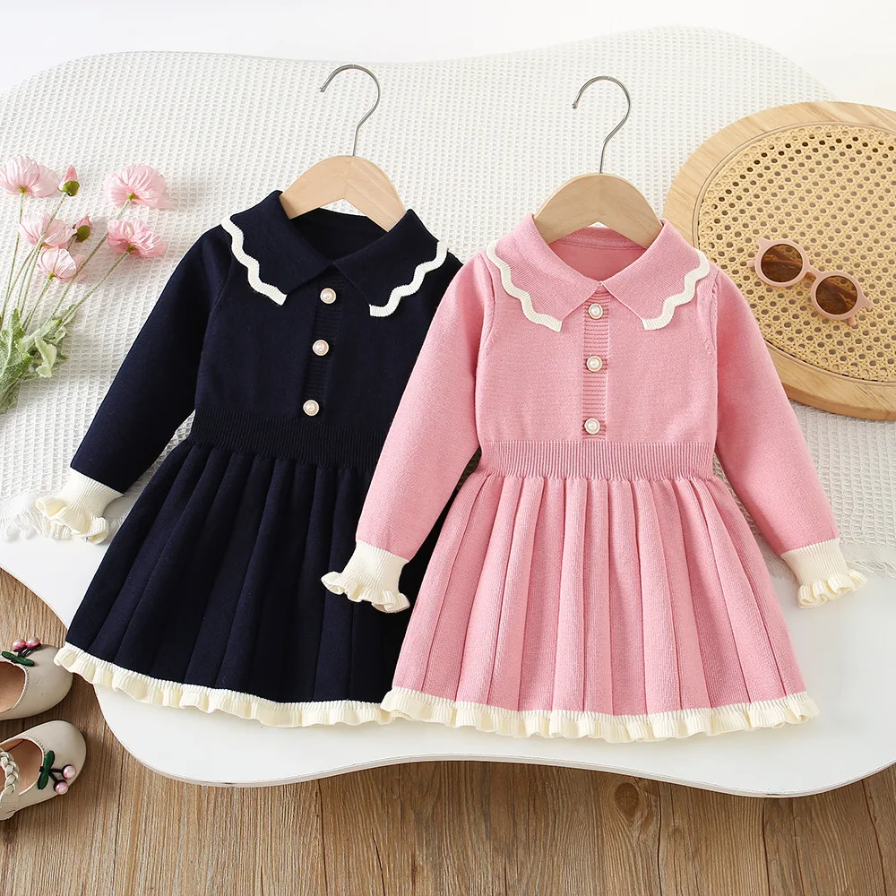 

Girls Knitted Dresses Spring Autumn Children Woolen Jersey Sweaters Dress For Baby Cute Clothes Kids Party Outfits Costume 5 6Y