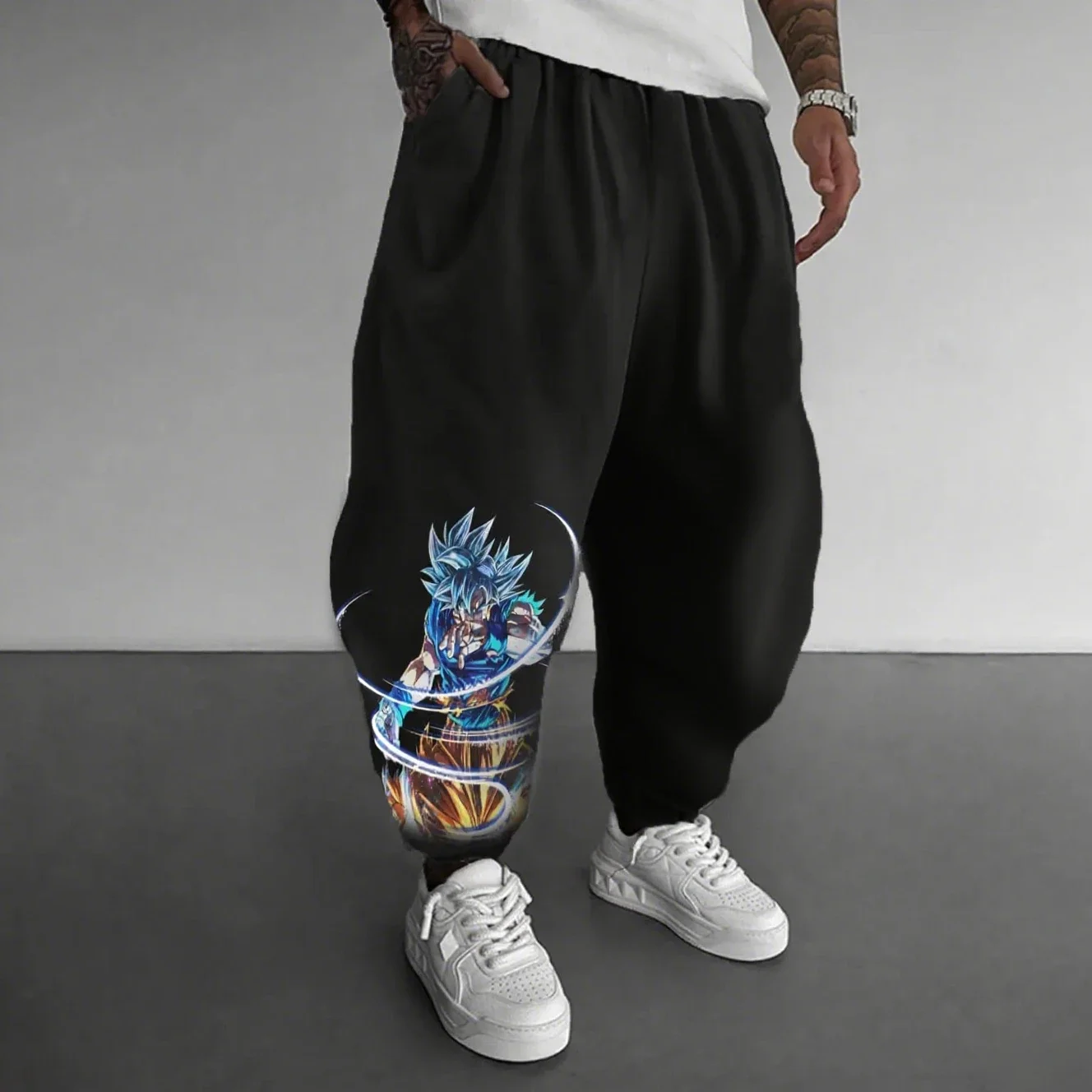 أنيمي الرجال السراويل لعبة دراغون بول سوبر سايان جوكو الشارع الشهير فضفاض Sweatpants غير رسمية السراويل المرنة الخريف الشتاء y2k الملابس