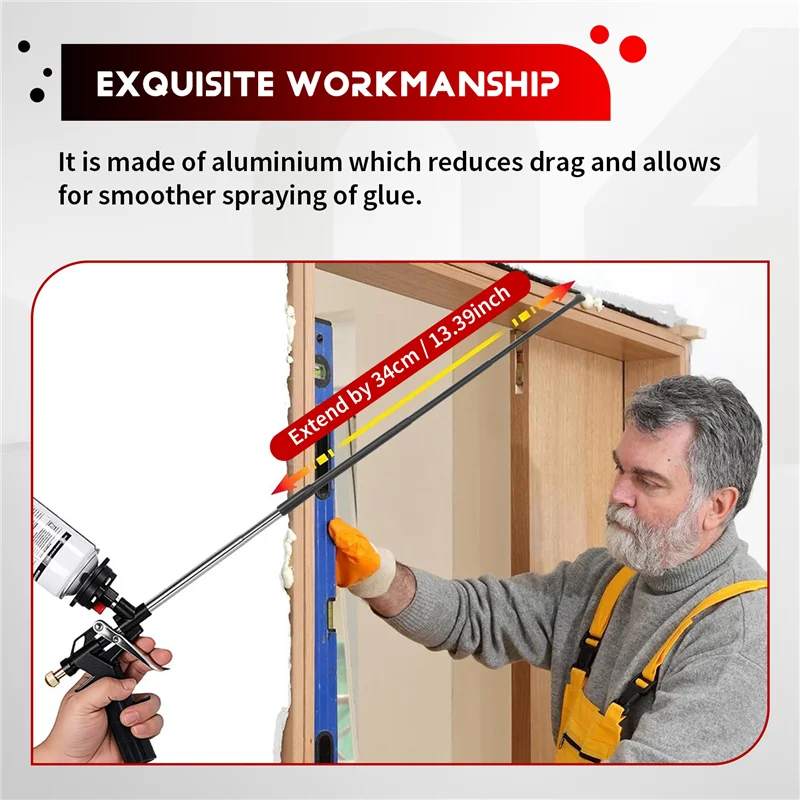 ABJO-Black Aluminum 34Cm Foam-Gun Extension Tubes For Enhanced Glue Spraying - Pack Of 3