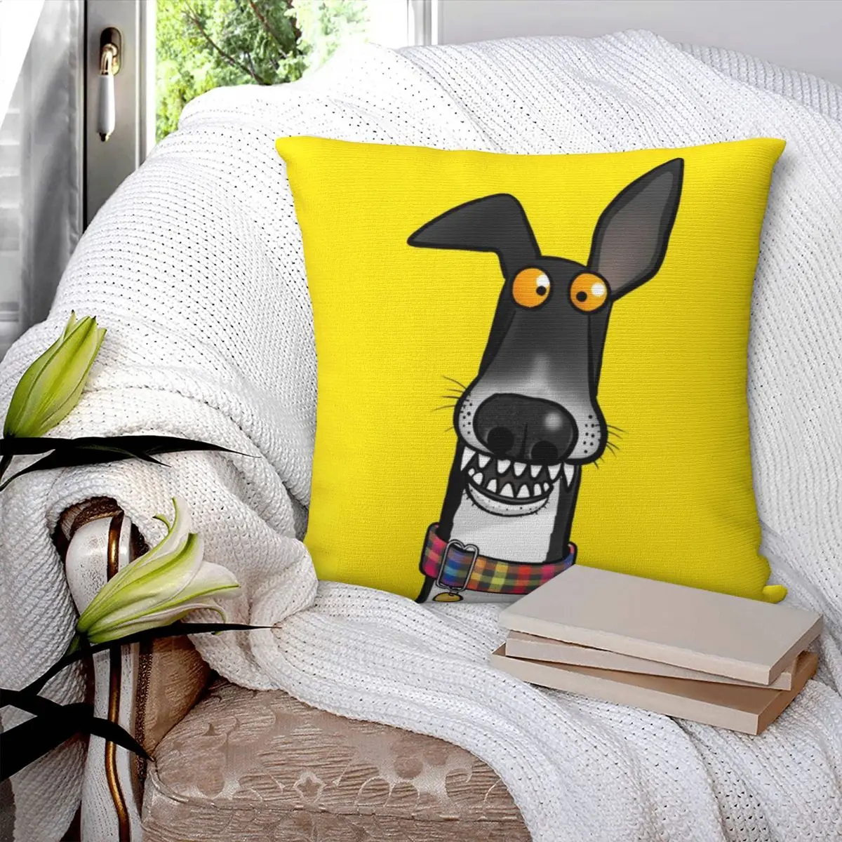 Greyhound Ears Big Red Square Pillowcase Polyester Pillow Cover Velvet Cushion Decor Comfort Throw Pillow For Home Car