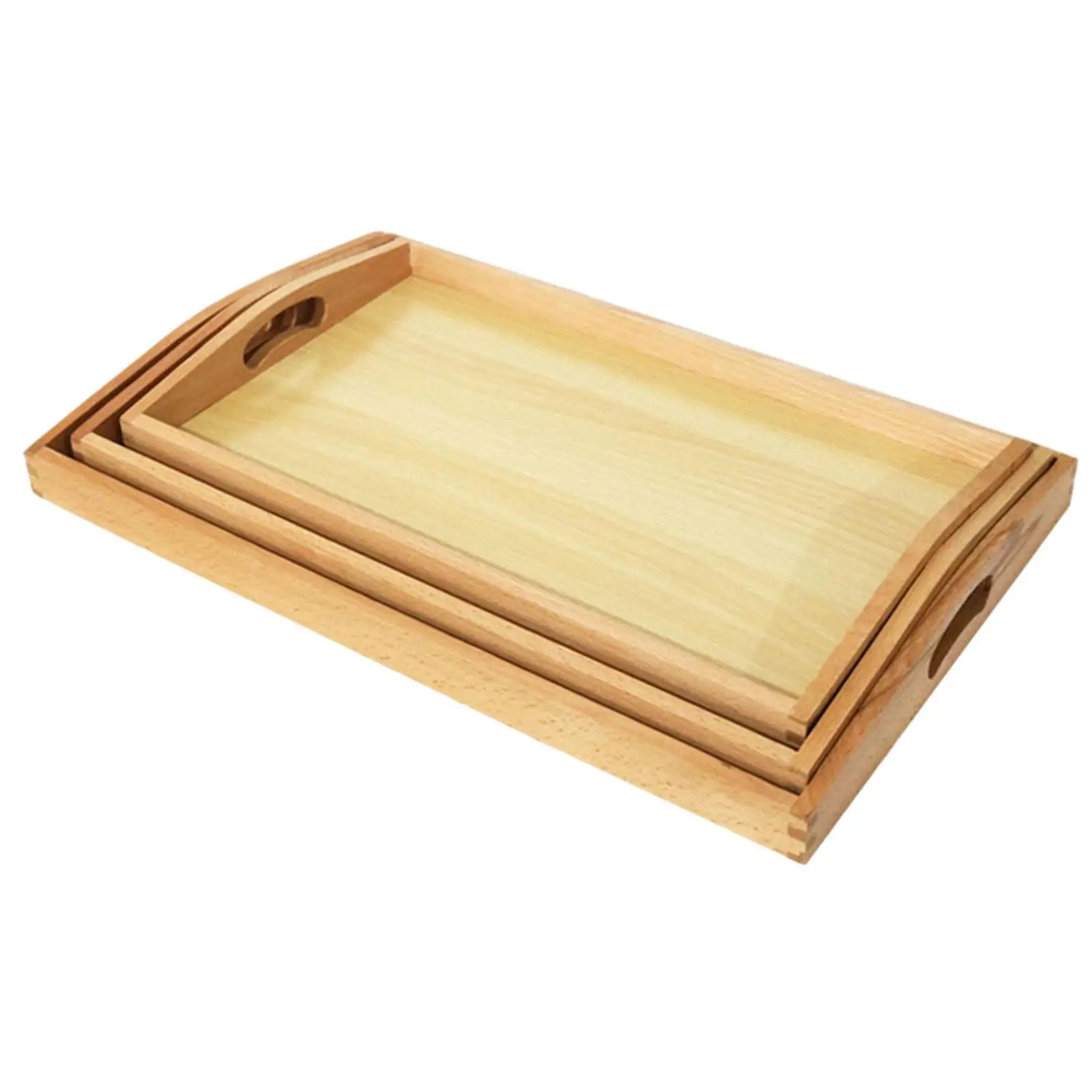 

3 Pieces Montessori Wooden Sorting Tray Educational with Handles Sand Box for