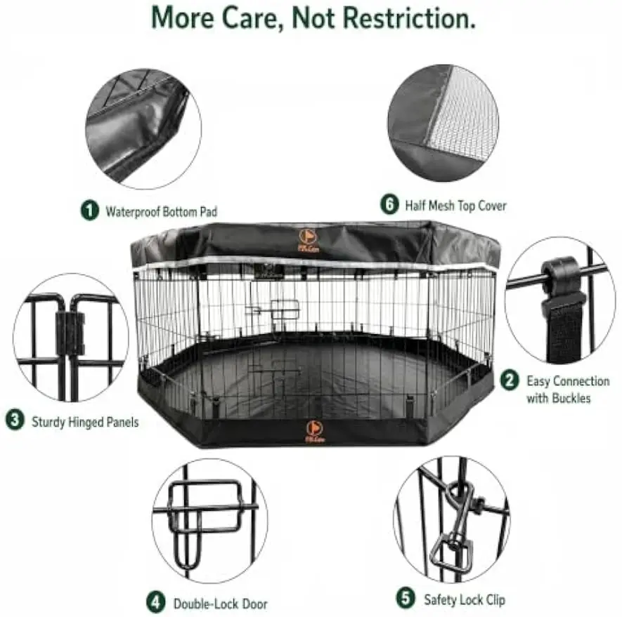Puppy Playpen with Top Cover & Bottom Pad, 8 Panels 24