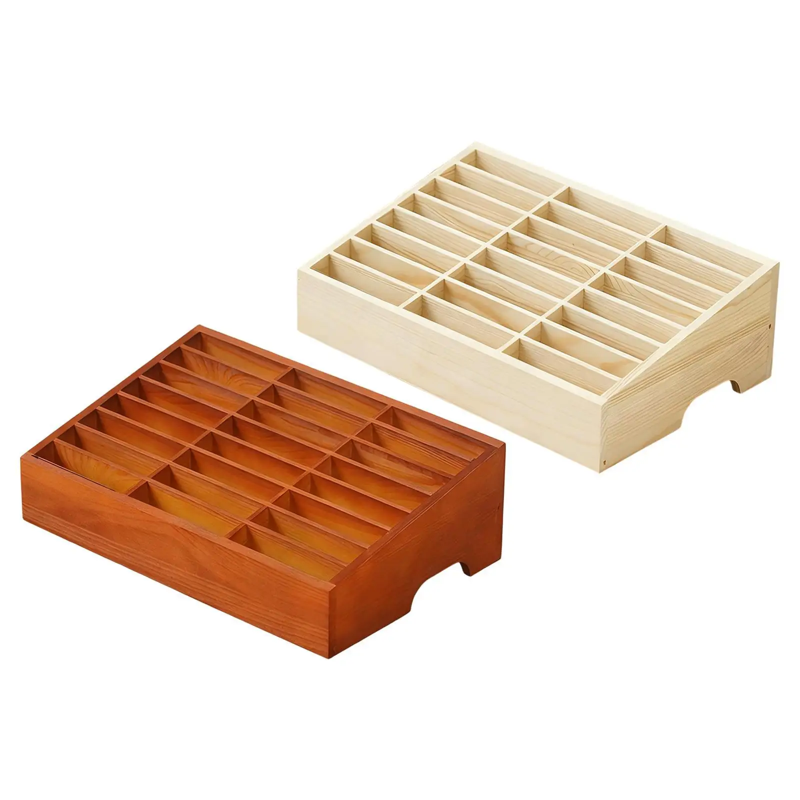 Multifunctional Wooden Phone Storage Box Desk Organizer with 24 Slots for Office School Tablet Management