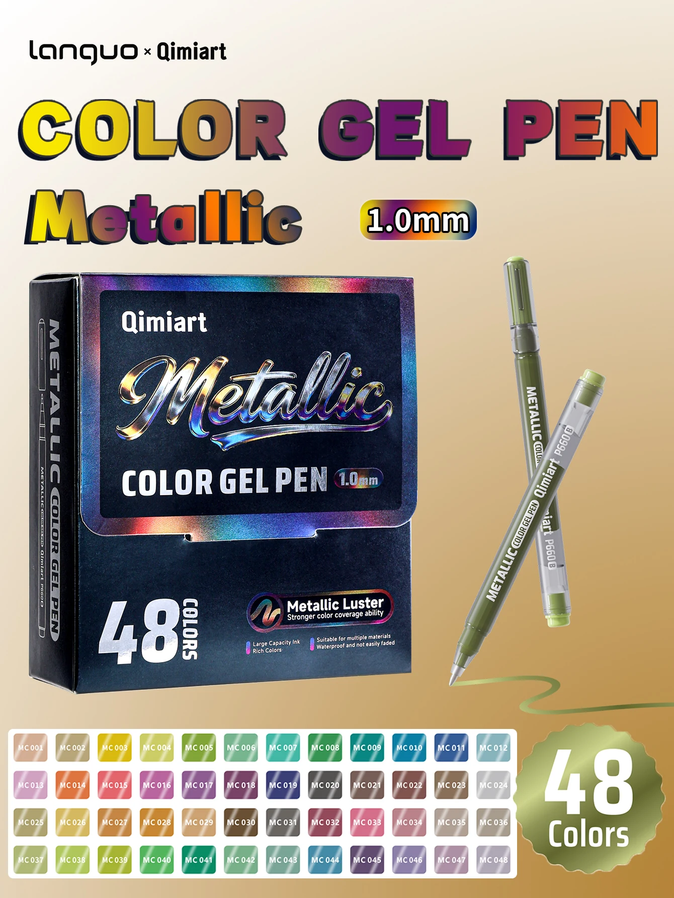 

Набор гелевых ручек Qimiart, 48 цветов, металлик, наконечник 1,0 мм, для черной бумаги, скрапбукинга, изготовления открыток, поделок своими руками, рисования, ведения дневников