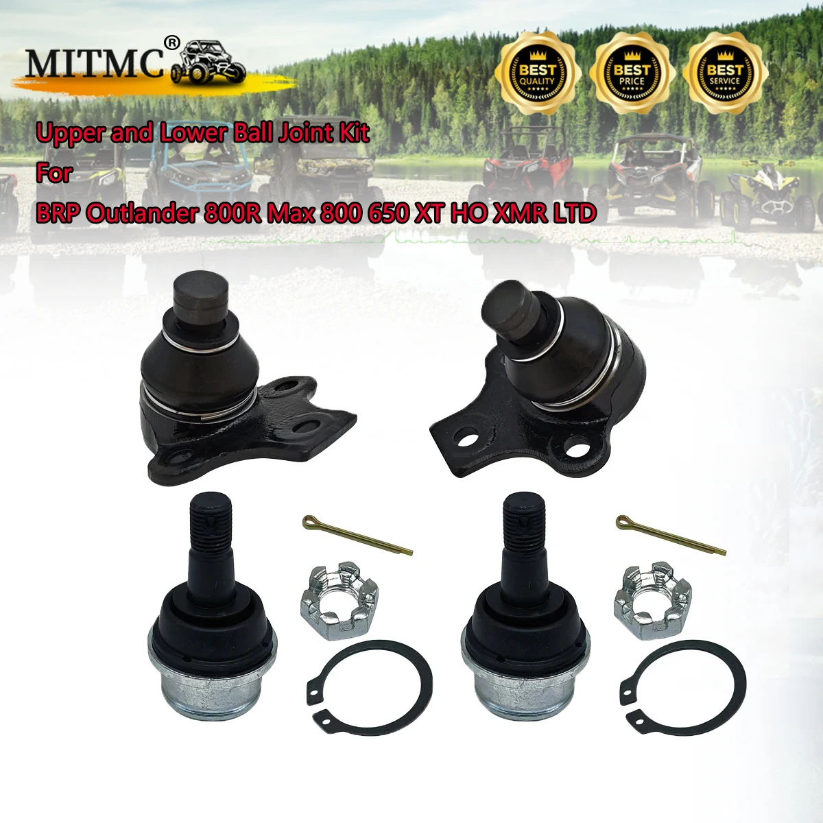 

Upper and Lower Ball Joint Kit For BRP Outlander 800R Max 800 650 XT HO XMR LTD 706200653 706200444