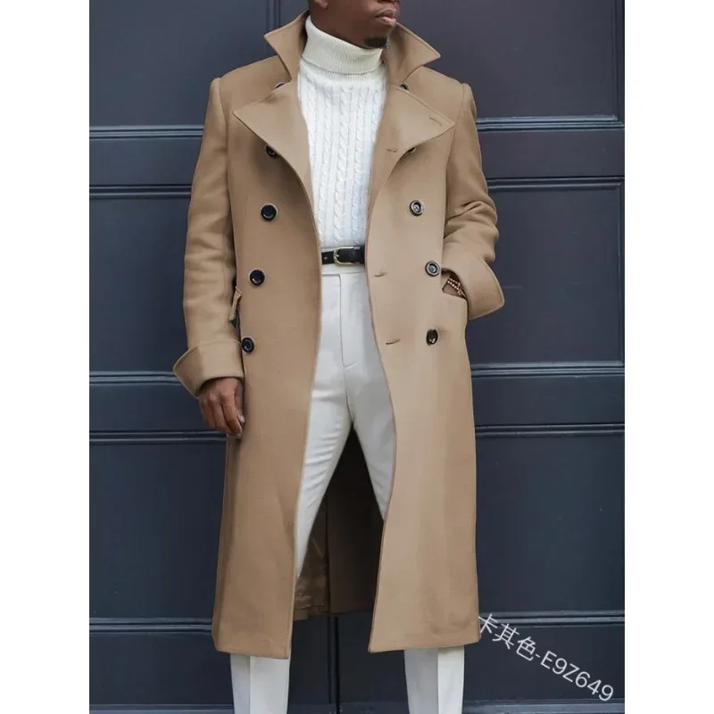 2024 Herfst Winter Nieuwe Herenmode Britse Baggy Jas Halflange Trenchcoat Casual Dagelijks Comfortabel